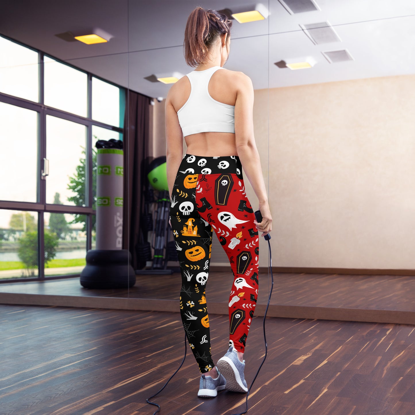 Make Halloween spooky-cute with our Cute Halloween Yoga Leggings Style! These fashionable yet frightful leggings will complete your Halloween look in no time. With a one-of-a-kind scary-cute design, you'll be the best-dressed at the costume party! (Boo-tiful!).