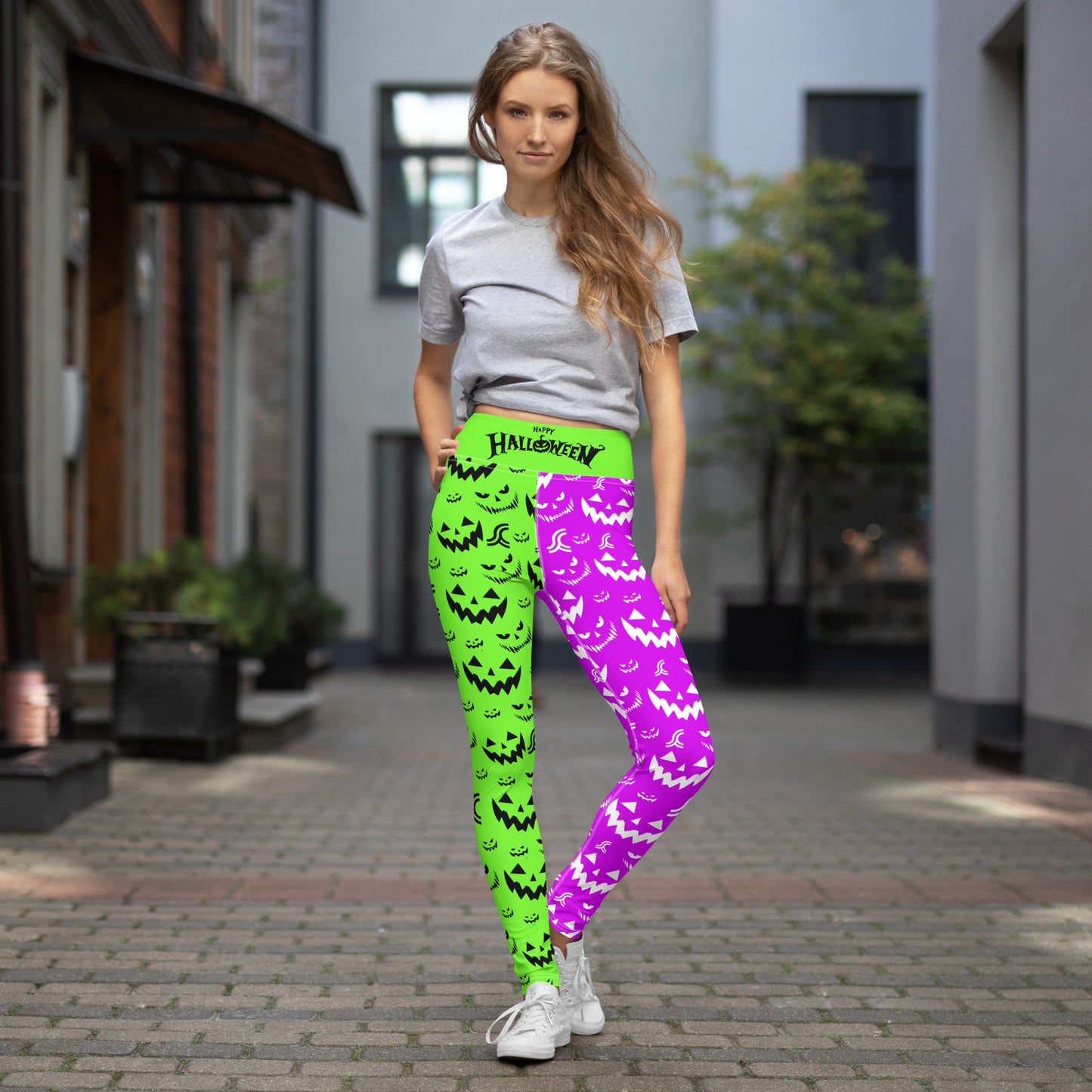 Be spooktacularly stylish this Halloween in our Unique Green & Purple Leggings! These cozy leggings feature colors perfect for trick-or-treating, plus a comfy fit for day-long festivities. Get ready to boogie down in your one-of-a-kind, ghoulishly groovy leggings!