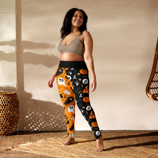 Ghost up your yoga class in a hauntingly fashion-forward way with our Ghostly Halloween Yoga Leggings Style! These spooky-cute leggings make sure you rock a serious skeletal style while you crunch and stretch. Boo-tiful!