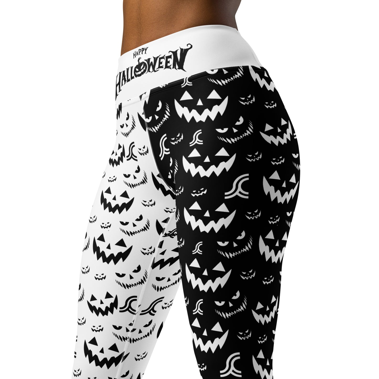 Be spook-tacular at the studio with these Halloween Yoga Leggings! With a festive Jack-o'-Lantern design, you'll be a trick-or-treat in class! Get ready to om-namedropping these bad boos. (Boo-yah!)