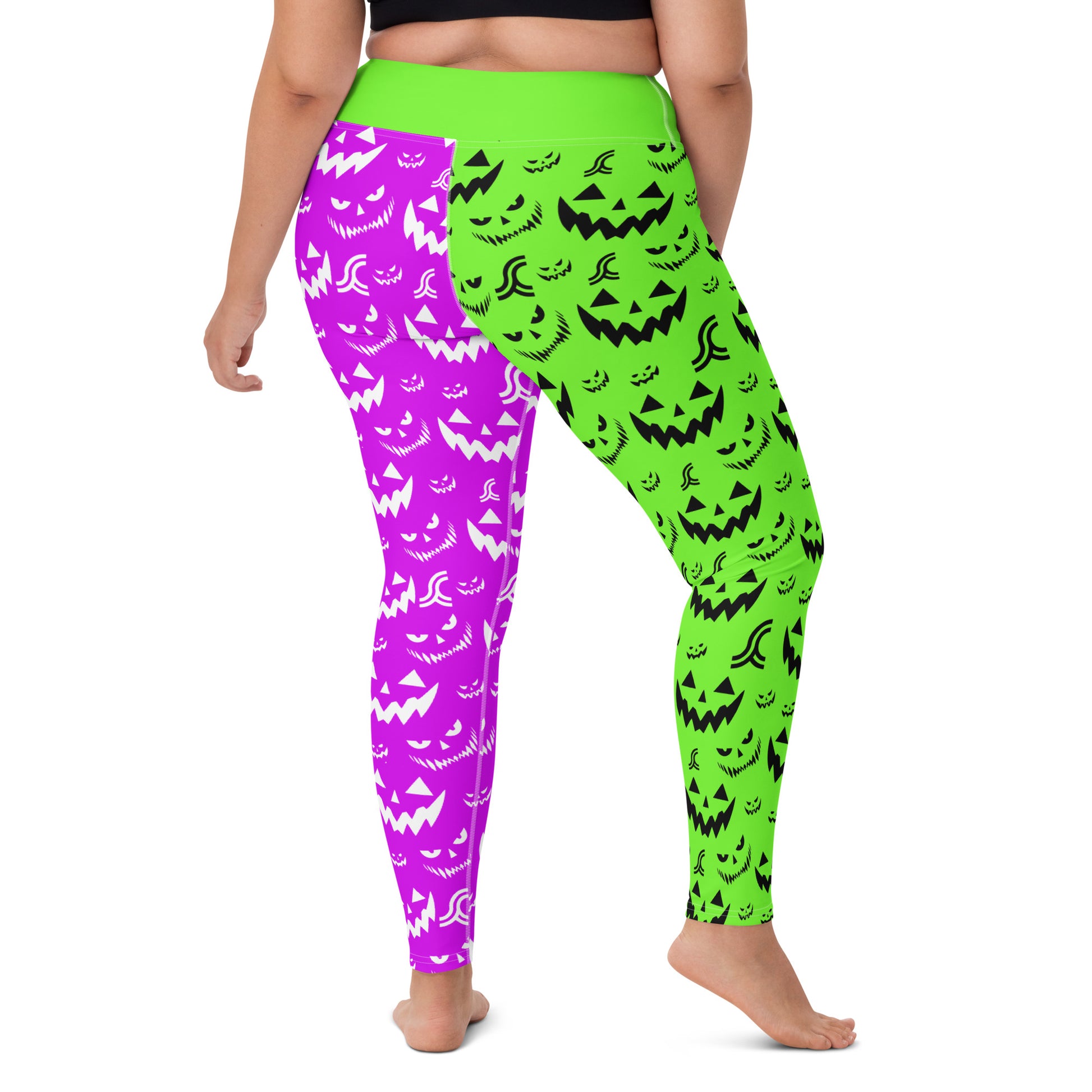 Be spooktacularly stylish this Halloween in our Unique Green & Purple Leggings! These cozy leggings feature colors perfect for trick-or-treating, plus a comfy fit for day-long festivities. Get ready to boogie down in your one-of-a-kind, ghoulishly groovy leggings!