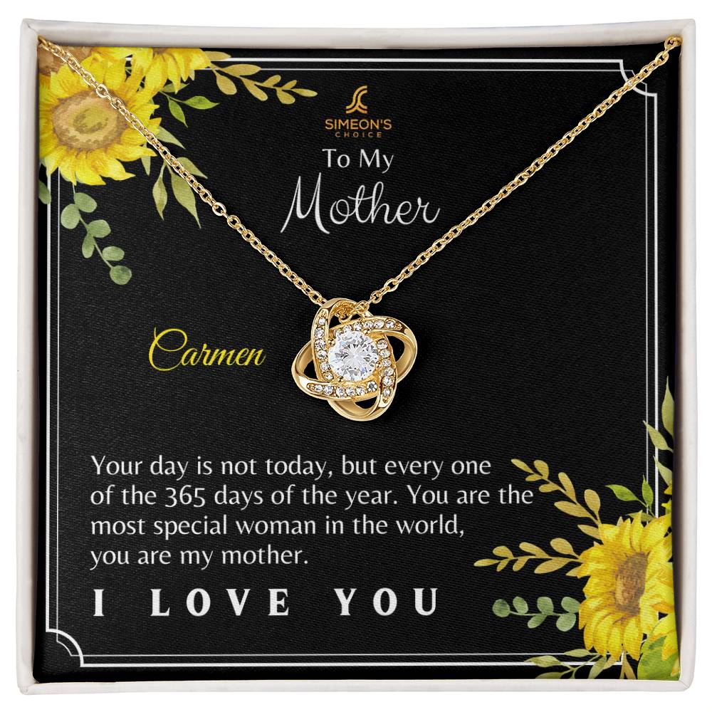 To Mom-To My Mother Love knot Necklace