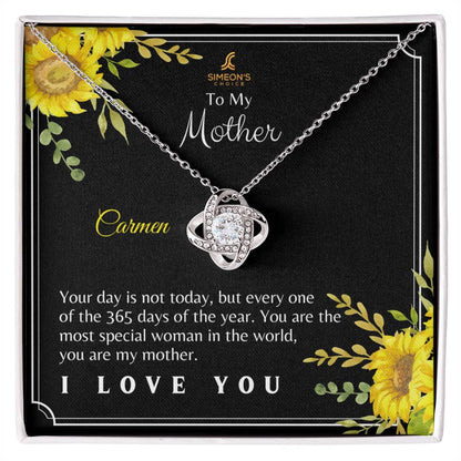 To Mom-To My Mother Love knot Necklace