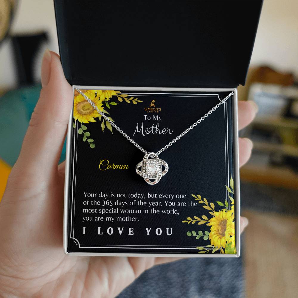 To Mom-To My Mother Love knot Necklace