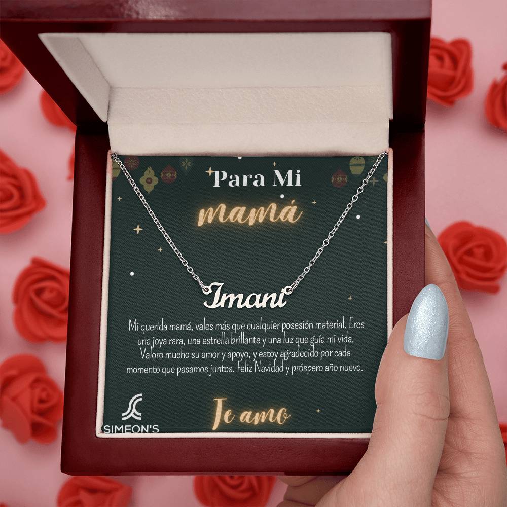 Muéstrale a tu mamá cuánto la amas en estas fiestas con este collar personalizado, único en su tipo. Completamente perfectamente tu collar con un mensaje en una tarjeta de joyería para darle más sentimentalismo. muéstrale que tu amor es eterno con este regalo único