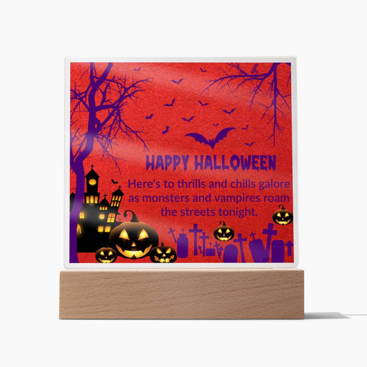 Put a spoooooky spin on your Halloween decorations with this one-of-a-kind acrylic plaque! The Halloween Greetings Plaque will be a haunting hit at any costume party or gathering! Get spook-tacularly creative and put your own unique spin on your décor! #Boo!