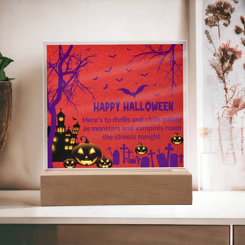 Put a spoooooky spin on your Halloween decorations with this one-of-a-kind acrylic plaque! The Halloween Greetings Plaque will be a haunting hit at any costume party or gathering! Get spook-tacularly creative and put your own unique spin on your décor! #Boo!