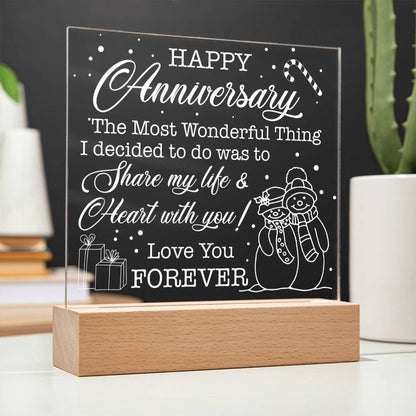 This exquisite Happy Anniversary Holiday Edition acrylic plaque is the perfect way to commemorate a special day. Crafted from top-quality acrylic, this piece adds an elegant touch to any home, alluding to the world of art, literature, and fashion.