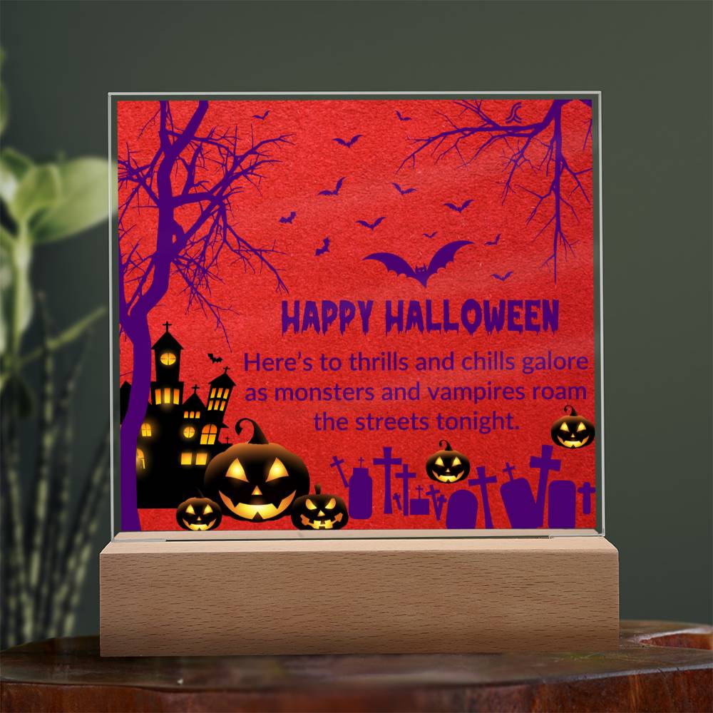 Put a spoooooky spin on your Halloween decorations with this one-of-a-kind acrylic plaque! The Halloween Greetings Plaque will be a haunting hit at any costume party or gathering! Get spook-tacularly creative and put your own unique spin on your décor! #Boo!