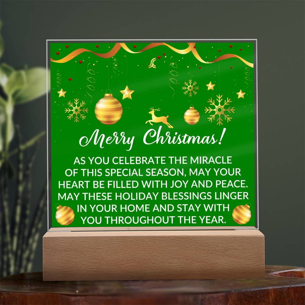 This Merry Christmas Holiday Collection is the perfect way to bring some festive cheer into your home. Crafted from durable acrylic, this square plaque will add an inviting holiday touch to your decor. It’s the perfect way to get into the Christmas spirit!