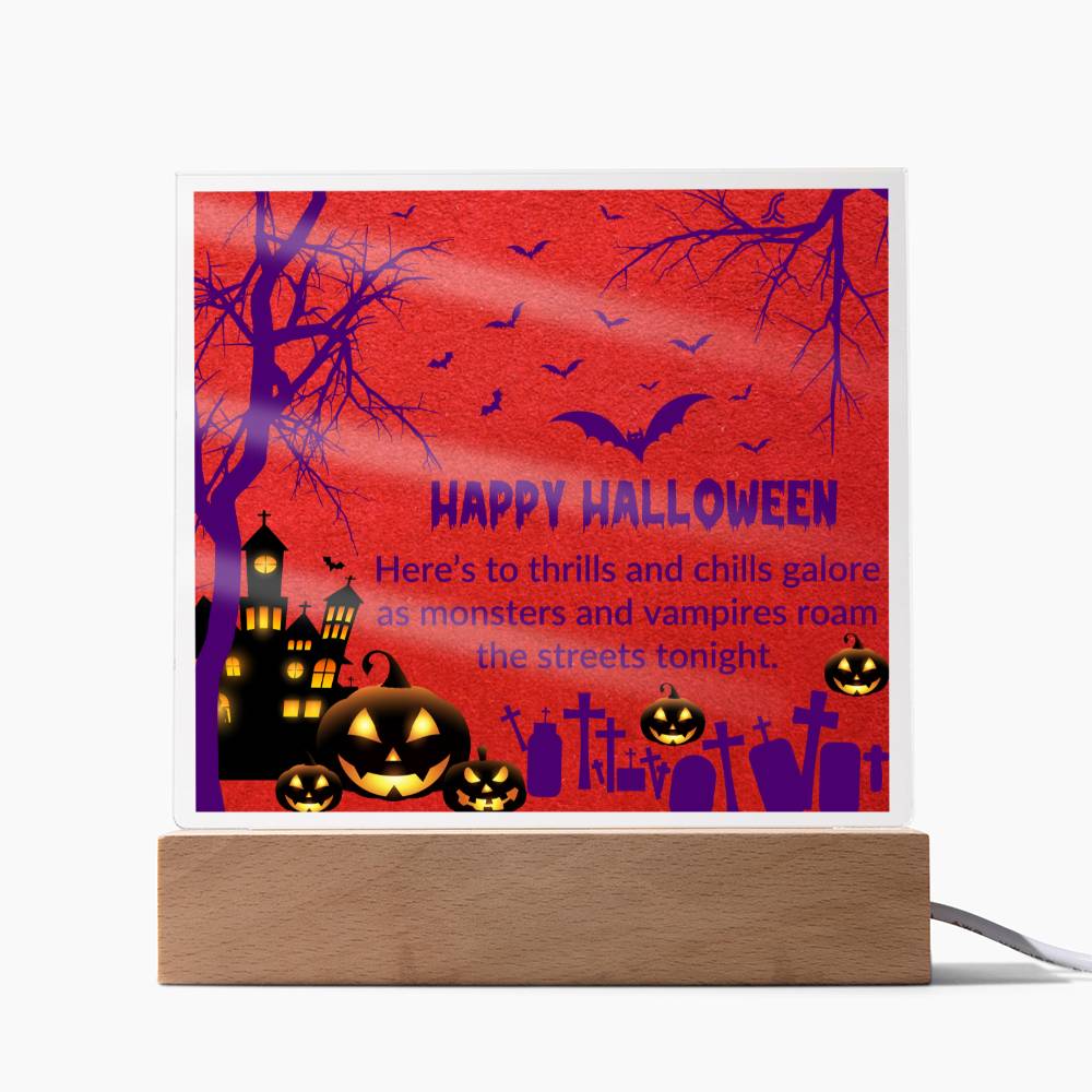 Put a spoooooky spin on your Halloween decorations with this one-of-a-kind acrylic plaque! The Halloween Greetings Plaque will be a haunting hit at any costume party or gathering! Get spook-tacularly creative and put your own unique spin on your décor! #Boo!