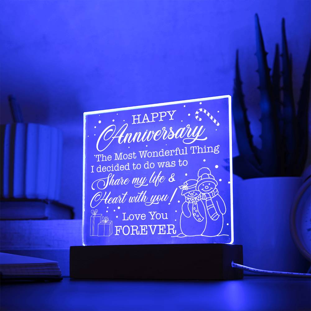 This exquisite Happy Anniversary Holiday Edition acrylic plaque is the perfect way to commemorate a special day. Crafted from top-quality acrylic, this piece adds an elegant touch to any home, alluding to the world of art, literature, and fashion.