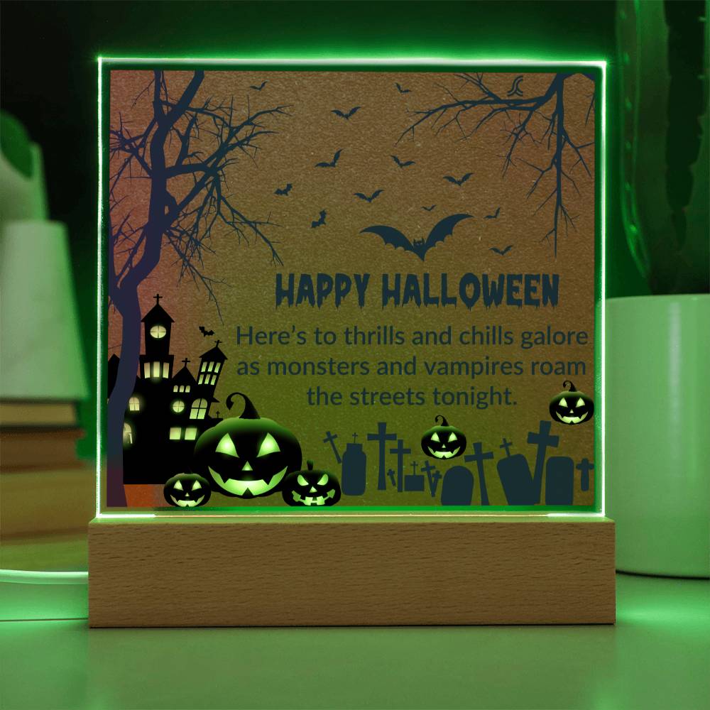 Put a spoooooky spin on your Halloween decorations with this one-of-a-kind acrylic plaque! The Halloween Greetings Plaque will be a haunting hit at any costume party or gathering! Get spook-tacularly creative and put your own unique spin on your décor! #Boo!