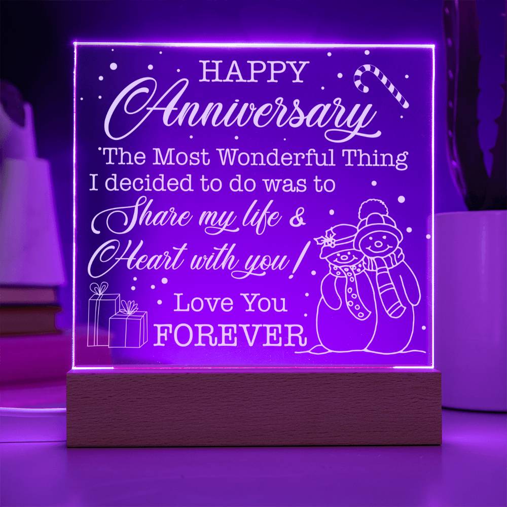 This exquisite Happy Anniversary Holiday Edition acrylic plaque is the perfect way to commemorate a special day. Crafted from top-quality acrylic, this piece adds an elegant touch to any home, alluding to the world of art, literature, and fashion.