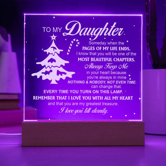 Celebrate the special bond between parent and child with My Daughter The Most Beautiful Chapter acrylic plaque. Created with modern aesthetics in mind, this sophisticated yet graceful plaque captures the essence of unconditional love perfectly. Show your daughter that you are proud of her today!