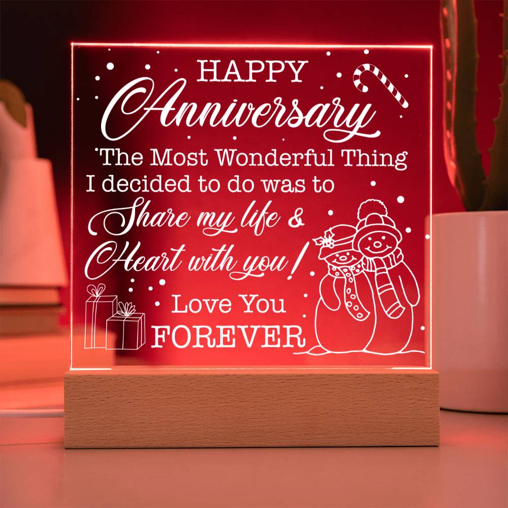 This exquisite Happy Anniversary Holiday Edition acrylic plaque is the perfect way to commemorate a special day. Crafted from top-quality acrylic, this piece adds an elegant touch to any home, alluding to the world of art, literature, and fashion.