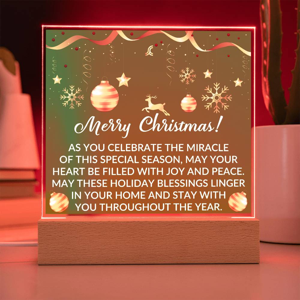 This Merry Christmas Holiday Collection is the perfect way to bring some festive cheer into your home. Crafted from durable acrylic, this square plaque will add an inviting holiday touch to your decor. It’s the perfect way to get into the Christmas spirit!