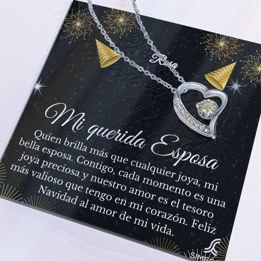 Dale a su ser querido un regalo especial con este hermoso collar Forever Love de la colección navideña mi querida esposa. elaborado con materiales exquisitos y duraderos, este collar es un símbolo atemporal de amor. Se vuelve aún más significativo con una tarjeta de joyería personalizable. Celebra la temporada navideña con este regalo perfecto.