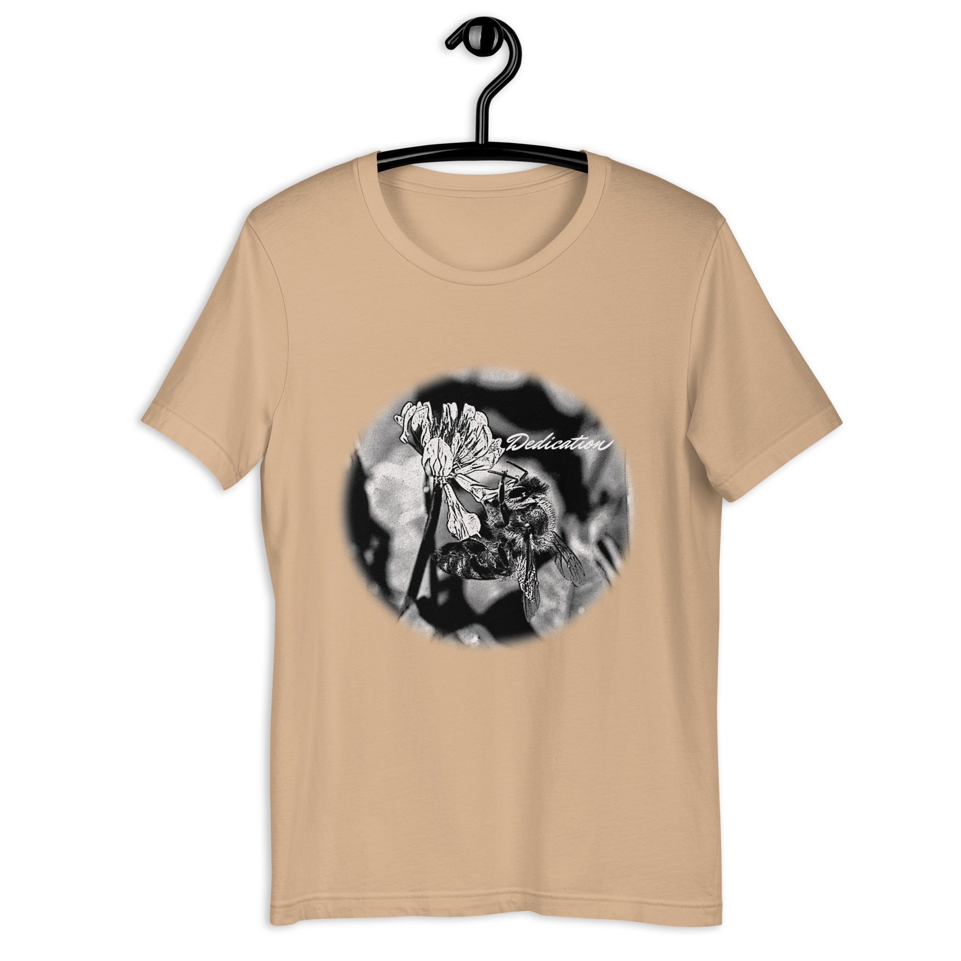 This t-shirt is everything you've dreamed of and more. It feels soft and lightweight, with the right amount of stretch. It's comfortable and flattering for all. Bee design is derived from an actual photograph, so you won't find another design as unique or authentic.