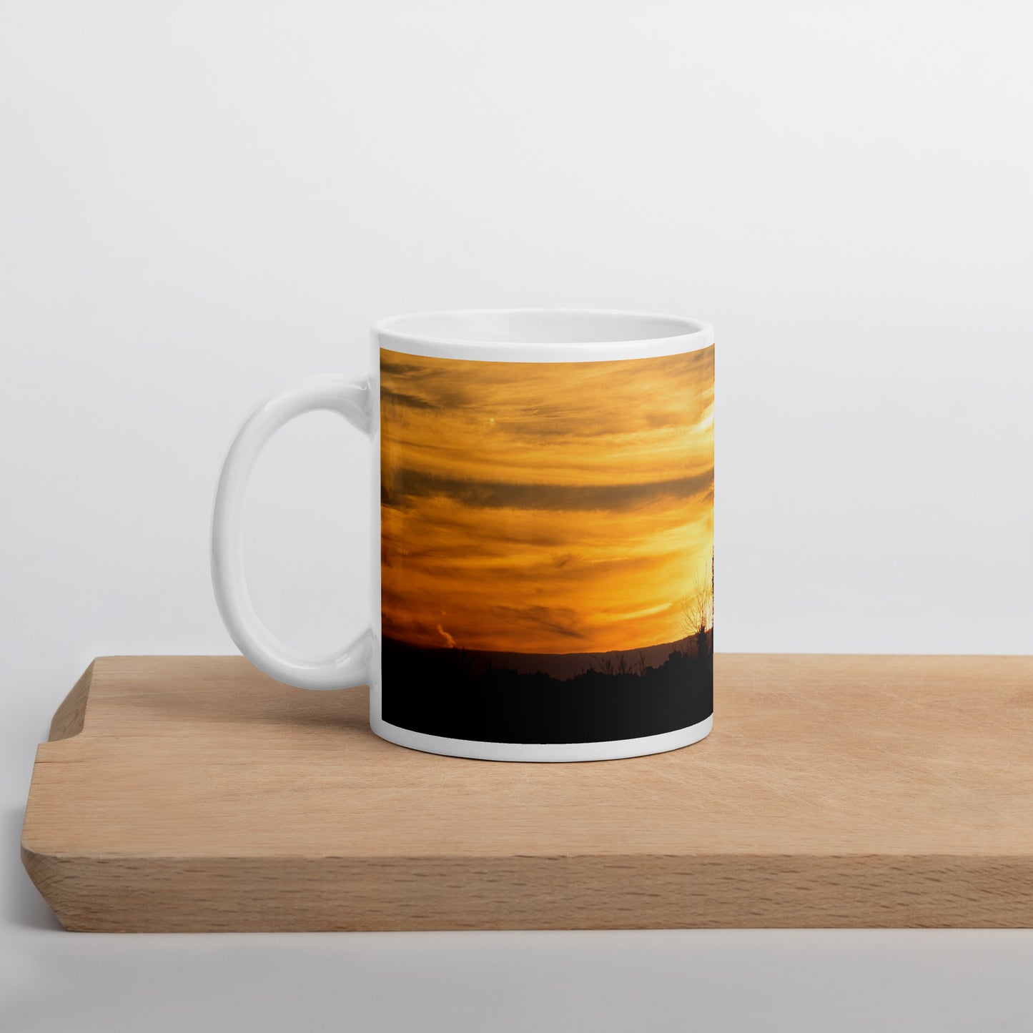 Sunset Silhouette - White Glossy Ceramic Mug