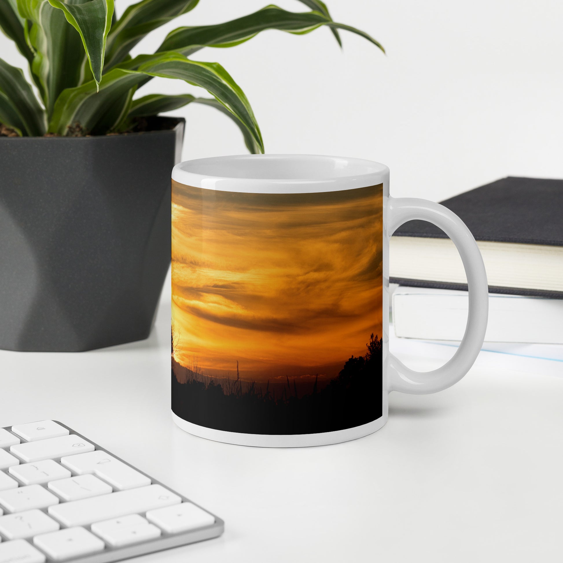 Sunset Silhouette - White Glossy Ceramic Mug