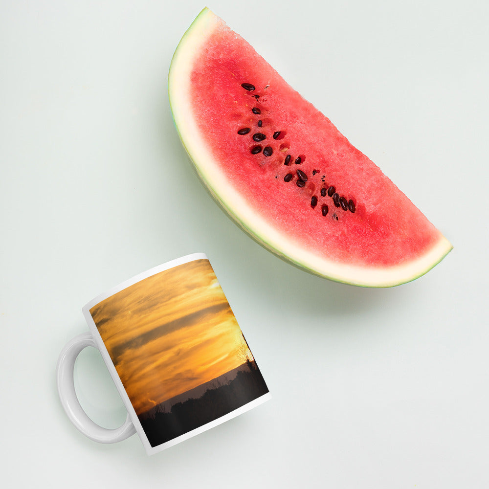 Sunset Silhouette - White Glossy Ceramic Mug