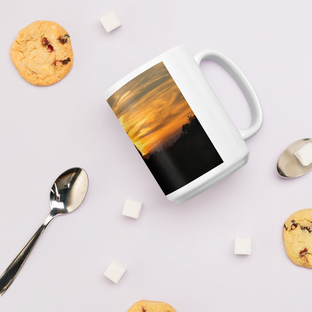 Sunset Silhouette - White Glossy Ceramic Mug