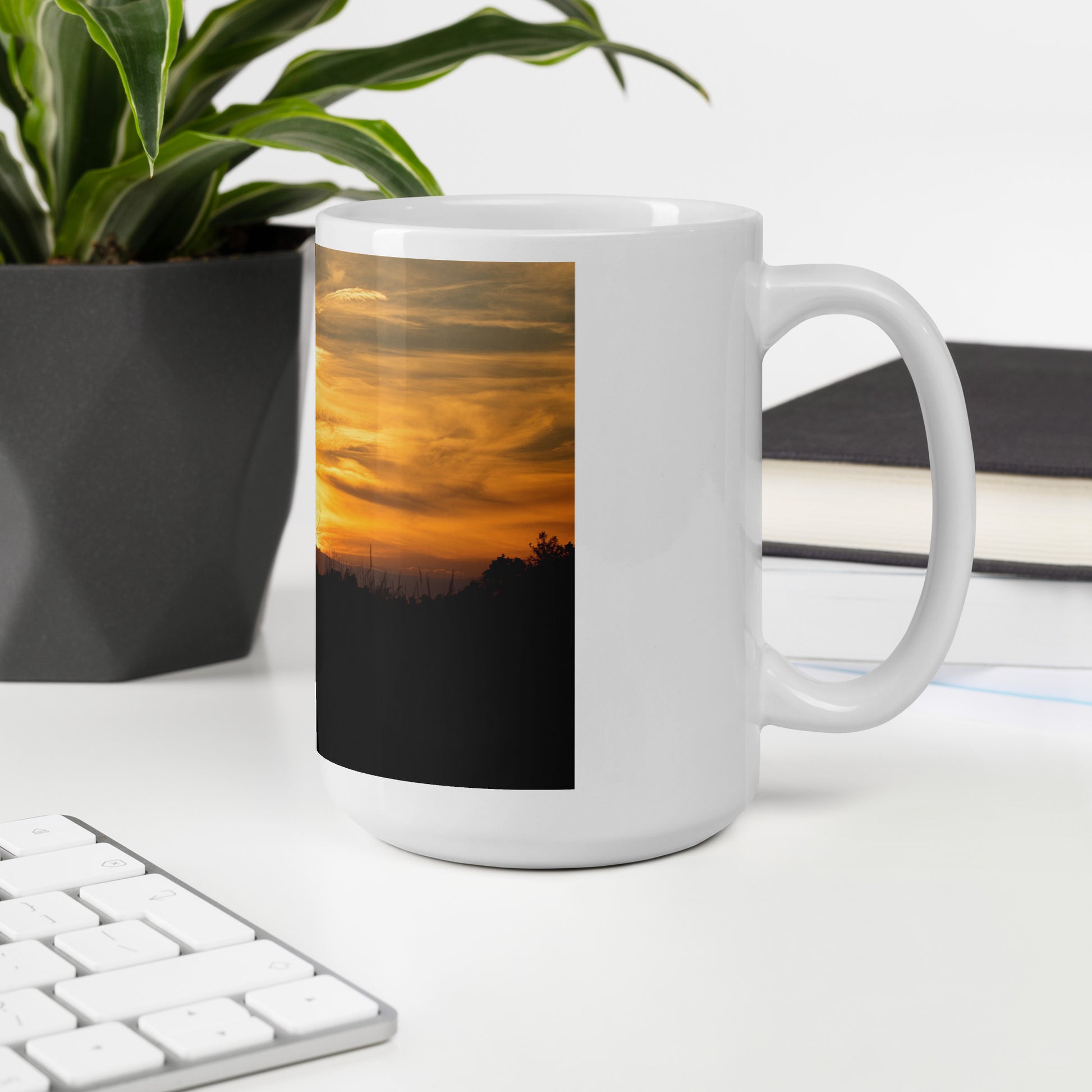 Sunset Silhouette - White Glossy Ceramic Mug